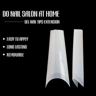 X Long Coffin Fake Gel Nails Tips 504pcs - Half Cover, Nature